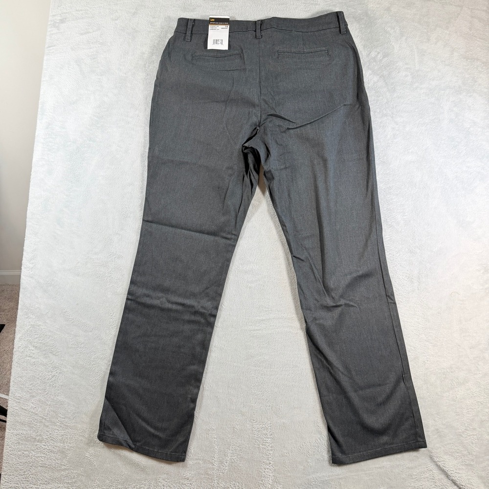 Lee Women Effortless Wash & Wear Straight Leg Pants 14 Medium Charcoal Heather - Picture 2 of 6